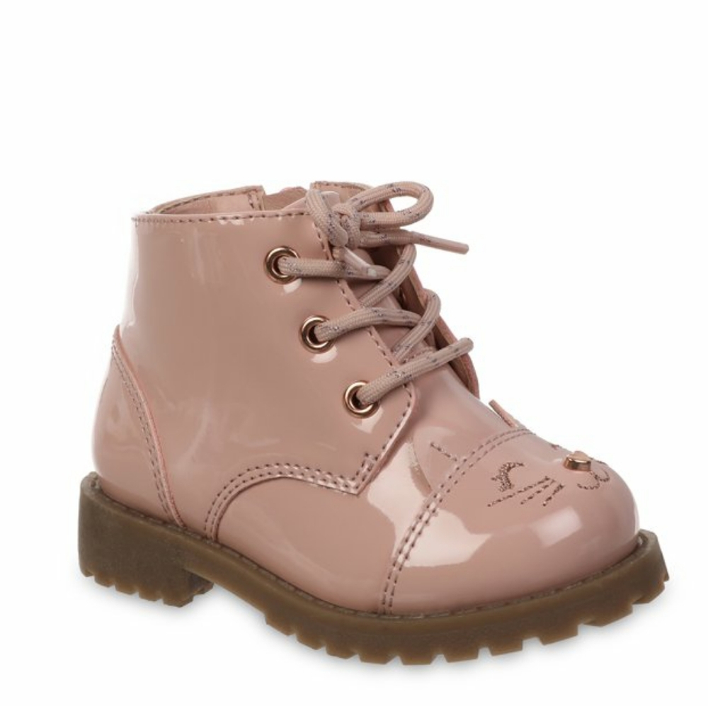 WONDER NATION Critter Lace Up Moto Pink Boots